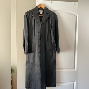 Newport News Black Leather Trench Coat